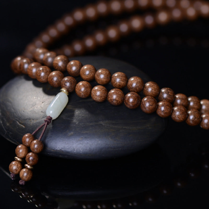 8mm Rosewood Jade Calm Mala Bracelet for Prosperity