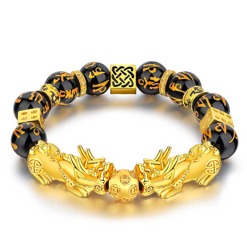 12mm Obsidian Pixiu Wealth Bracelet for Feng Shui Luck