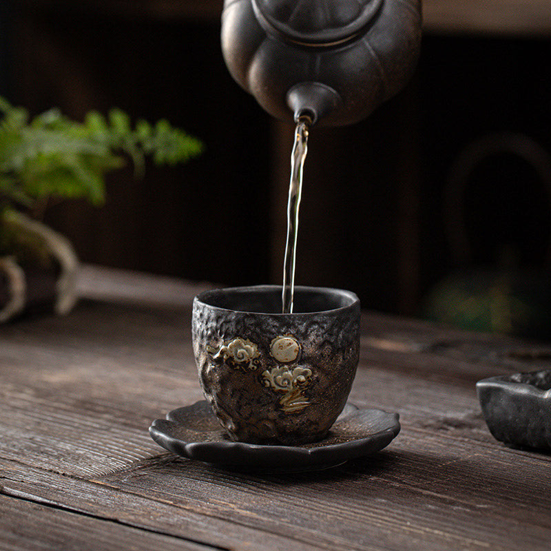 Lotus Pod Leaf Flower Ceramic Kung Fu Tea Cup 110ml