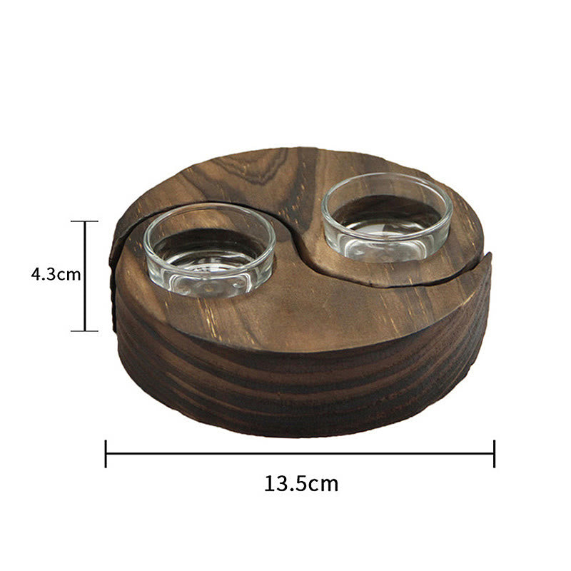 Yin Yang Wood Candle Holder for Spiritual Rituals