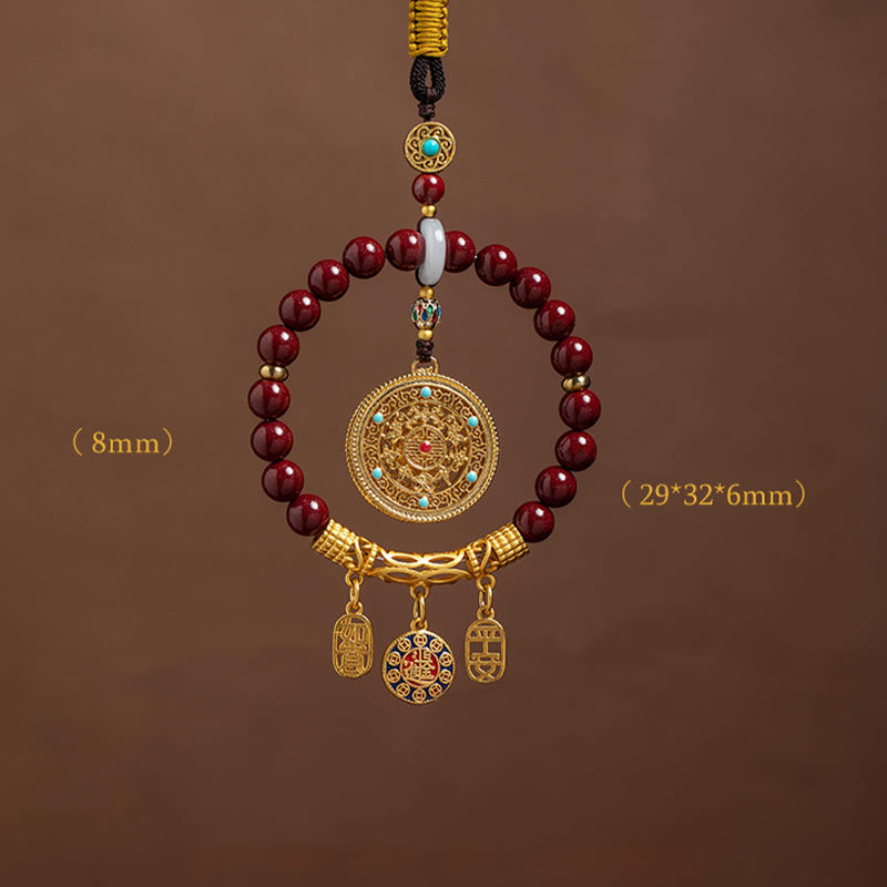 Natural Cinnabar Ruyi Car Hanging Decoration for Peace