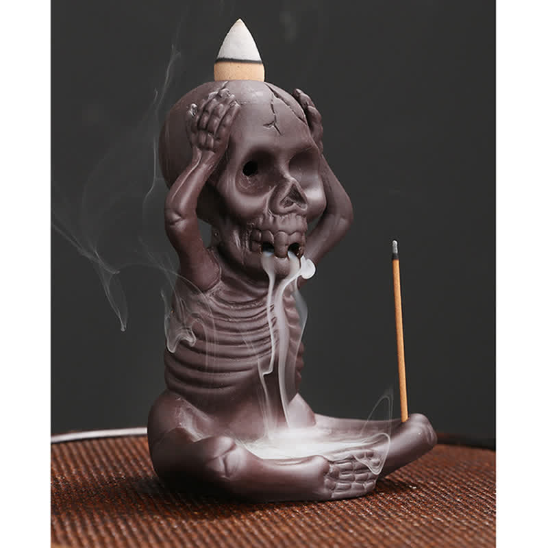 Little Ghost Purple Clay Backflow Incense Burner Peace Decor