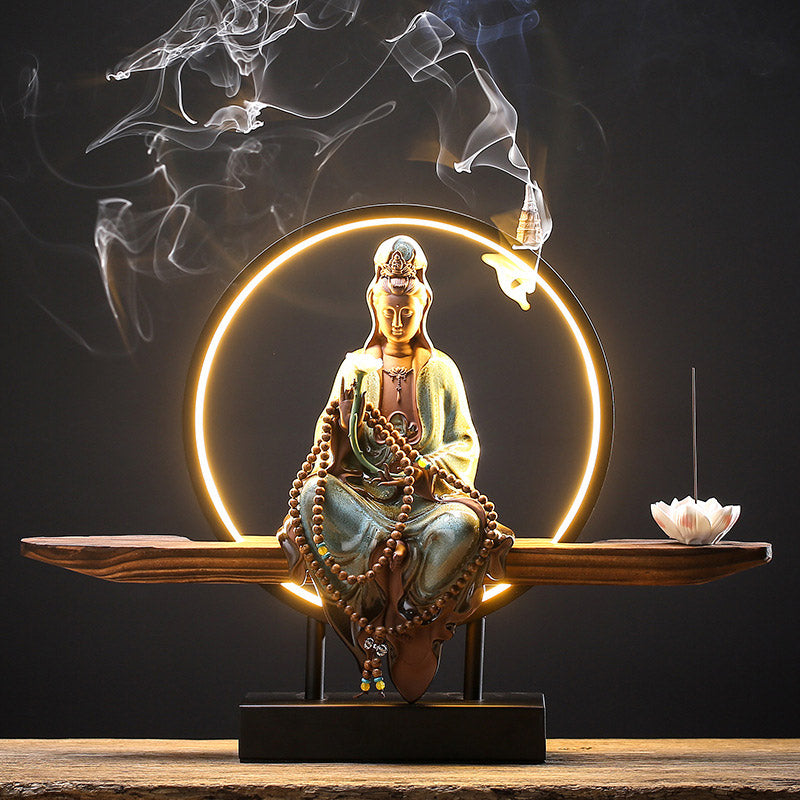 Ceramic Buddha Avalokitesvara Lotus Burners for Meditation