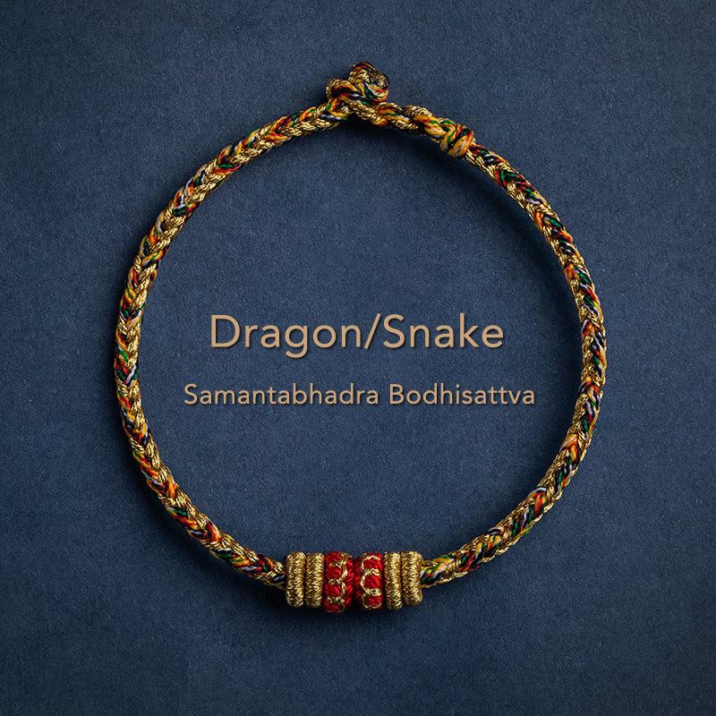 Bracelet en fil rouge fait main avec signe du zodiaque chinois pour la chance et la force