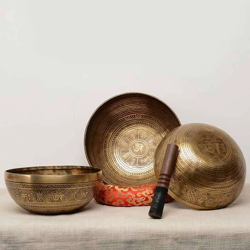 Handmade Nepal Singing Bowl Meditation Yoga Accessories Buddhist Tibetan Singing Bowls Sound Healing Percussion Instruments