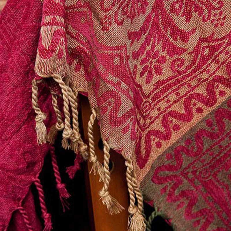 Tibetan Floral Pattern Hand-Dyed Blanket 150x190cm