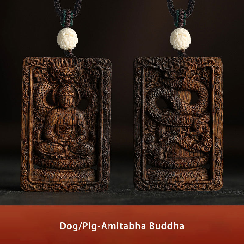 Chinese Zodiac Agarwood PiXiu Dragon Peace Necklace Pendant