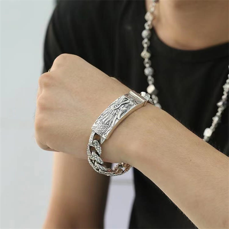 Mens Copper Dragon Scale Protection Bracelet 20cm