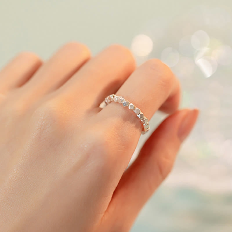 925 Sterling Silver Beaded Blessing Ring for Spiritual Protection