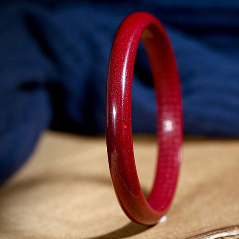 Unisex Cinnabar Blessing Bangle Bracelet 55-56mm Engraved
