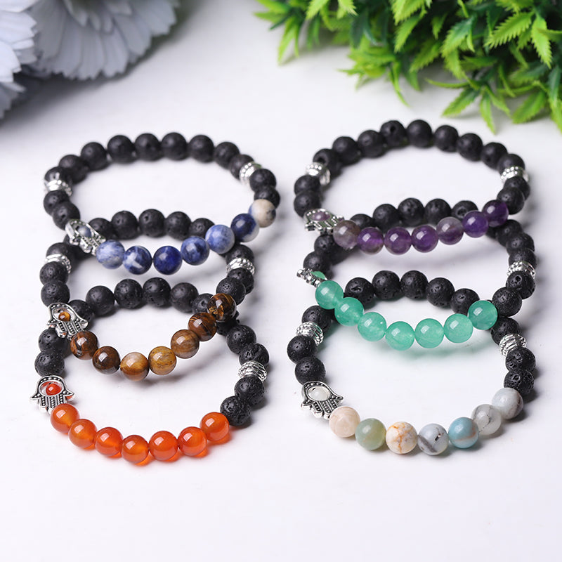 85mm Volcanic & Tiger Eye Beaded Protection Bracelet