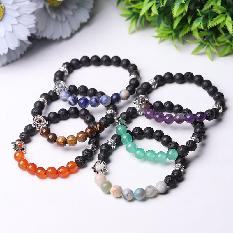 85mm Volcanic & Tiger Eye Beaded Protection Bracelet