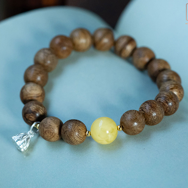 Agarwood Laughing Buddha Meditation Bracelet 10mm 12mm