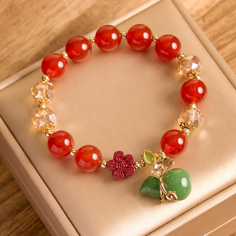 10mm Natural Red and Green Agate Confidence Bracelet