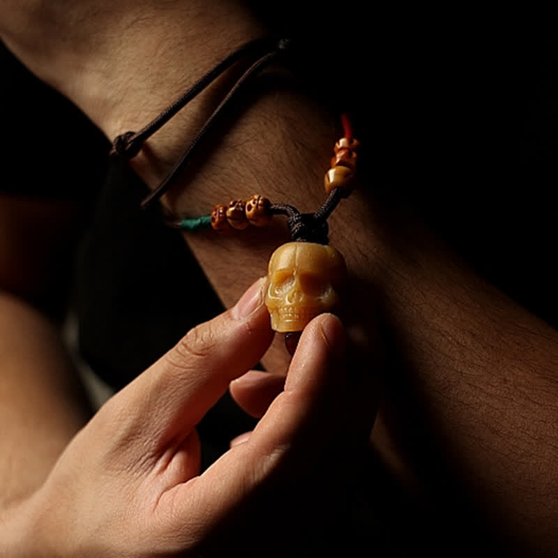 Tibetan Camel Bone Skull Protection Necklace 50cm Unisex