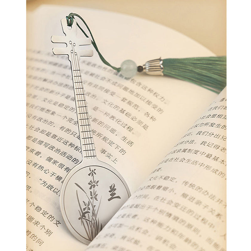 Gold Guzheng Metal Bookmark | Classical Instrument Design