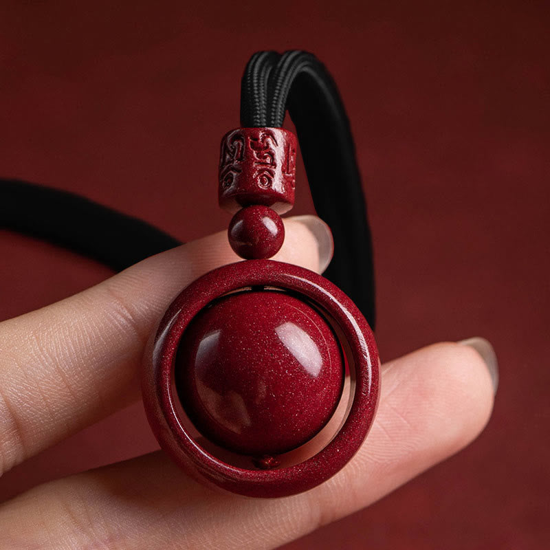 Cinnabar Om Mani Padme Hum Necklace for Blessing & Luck