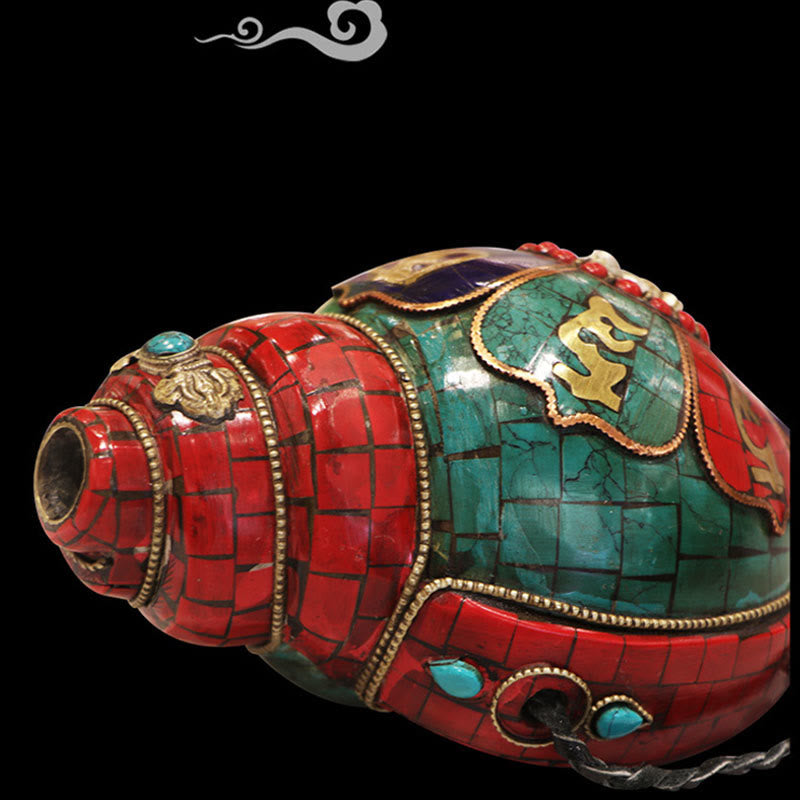 Coquillage tibétain Shankha fait main 23 cm | Décoration Zen