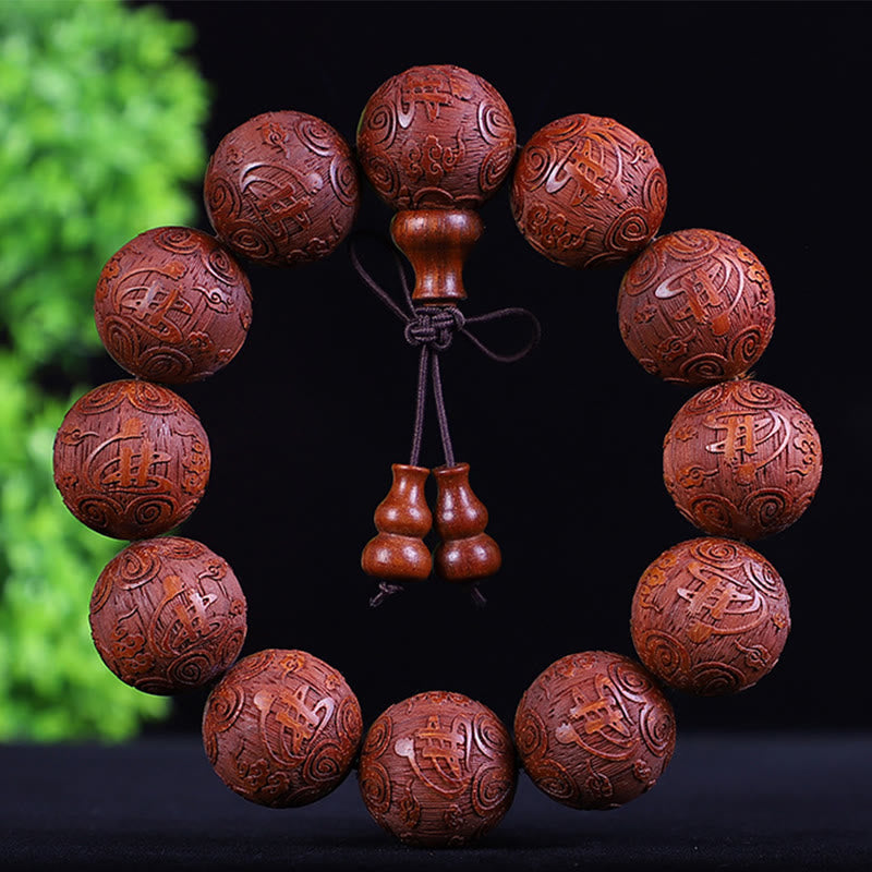 Bracelet zodiaque chinois en bois de rose | 12 perles du zodiaque Chaleur