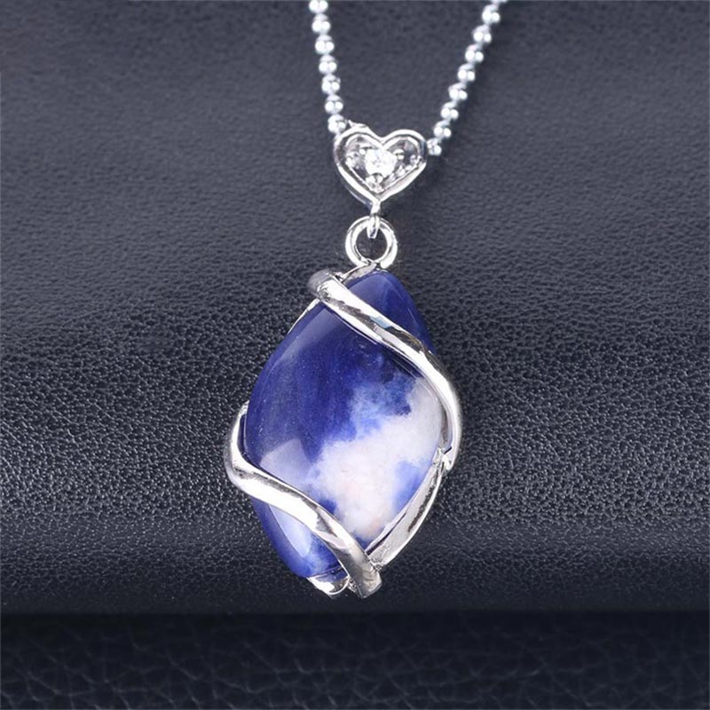 Amethyst Necklace with Natural Marquise Crystal Pendant