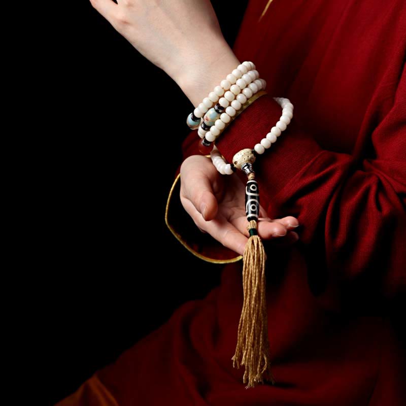 108 Bead Bodhi Seed Mala Bracelet for Wealth & Balance