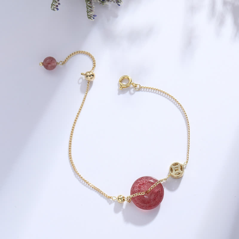 Bracelet d'amour en quartz fraise pour la paix et la guérison