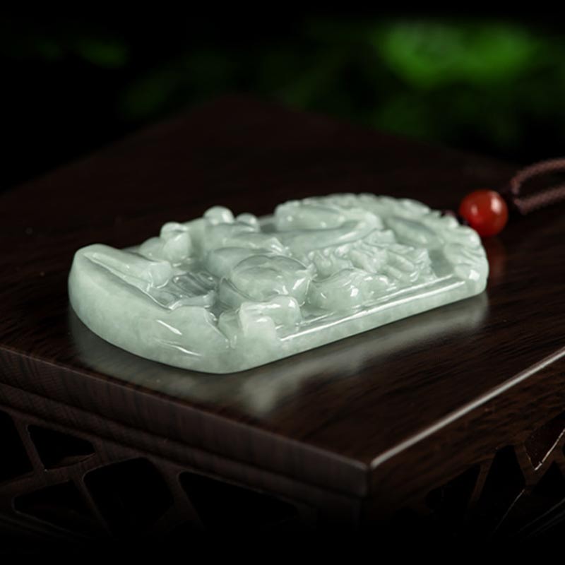 Unisex Jade Necklace with 12 Chinese Zodiac Pendants for Abundance