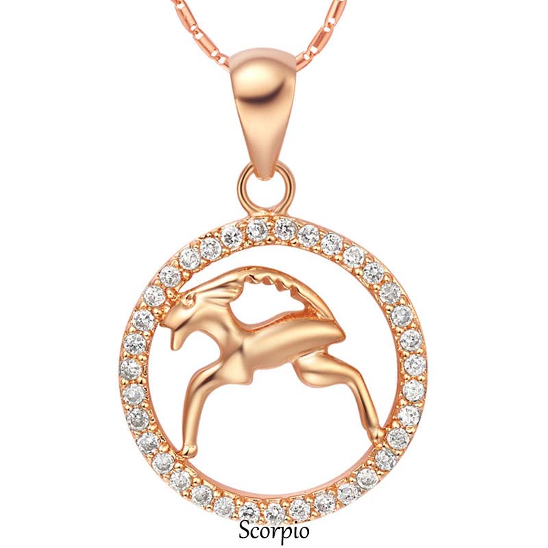 Collier en cuivre des 12 signes du zodiaque | Pendentif chance et guérison