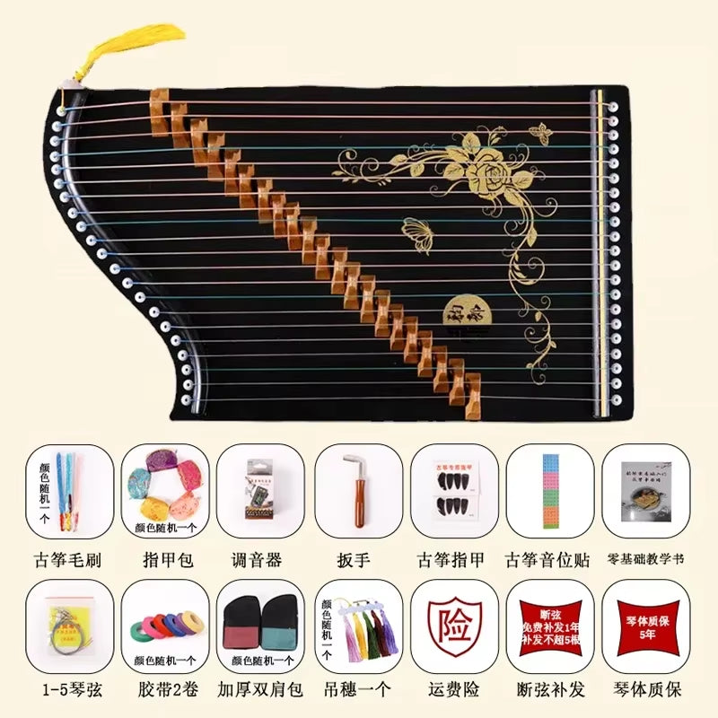 Portable 21 String Guzheng Chinese Traditional Wood Finger Practice Mini Guzheng Musical Instruments for Beginners Children Gift