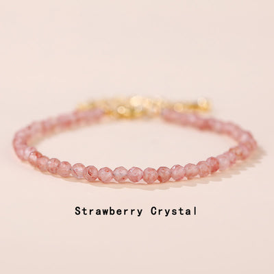 Bracelet en quartz clair avec quartz fraise et cristaux de guérison