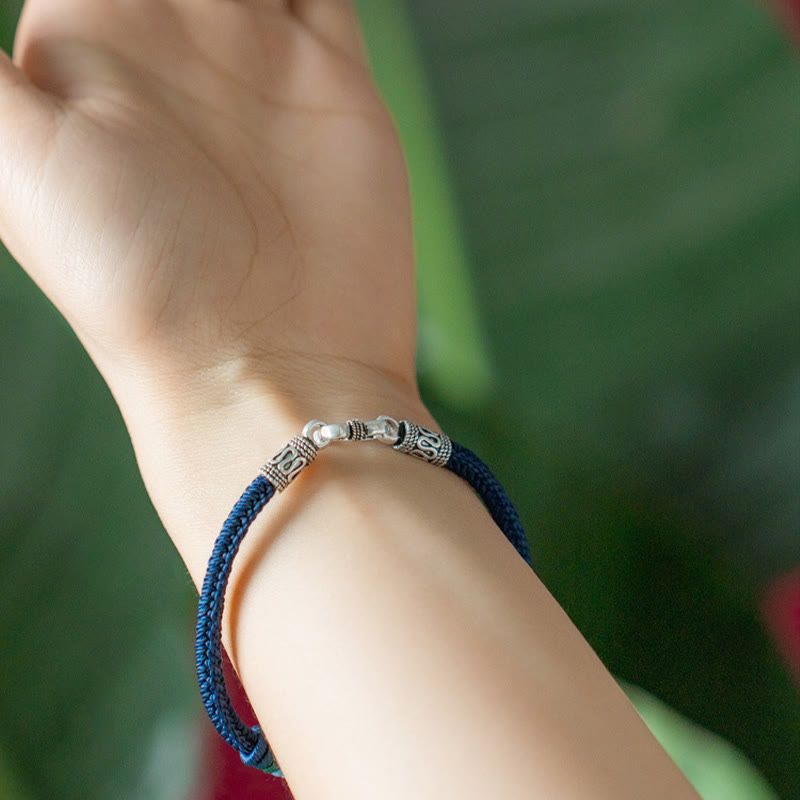 Om Mani Padme Hum Silver Bracelet | Tibetan Purity Braided