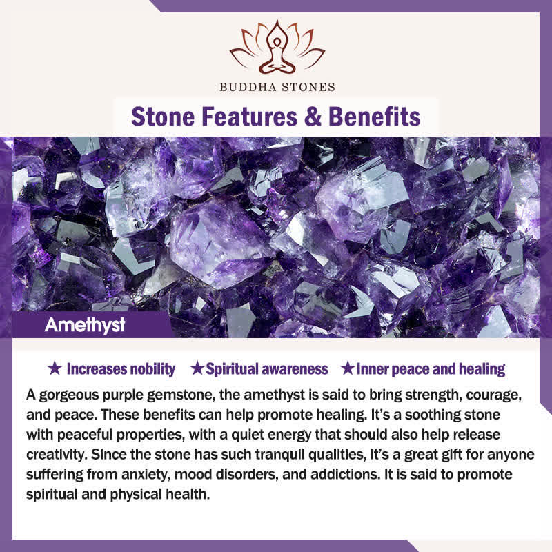 10mm Amethyst Inner Peace Healing Star Charm Bracelet