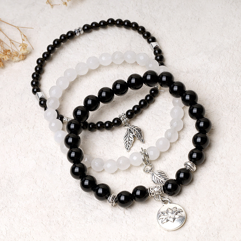 Amethyst Crystal Healing Bracelet with Lotus Symbol | 6-8mm Beads