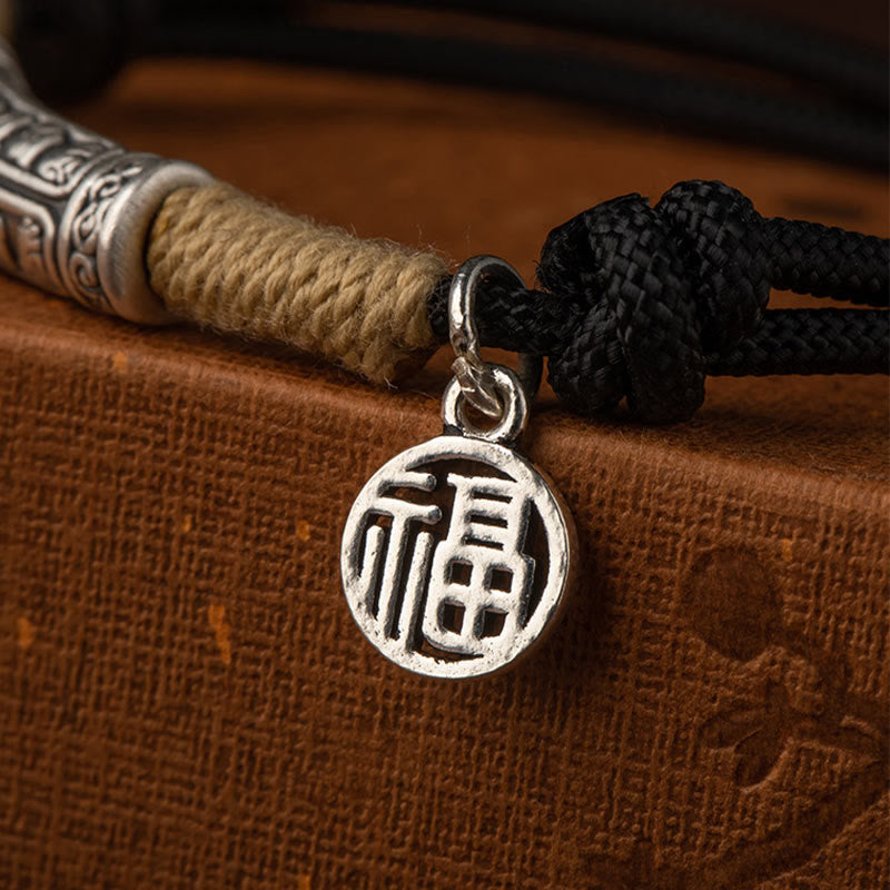 999 Sterling Silver Om Mani Padme Hum Luck Bracelet