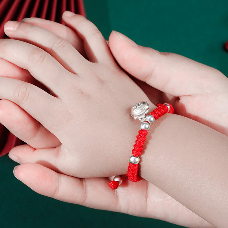Kids Sterling Silver Spiritual Bracelet With Fu Character Charm