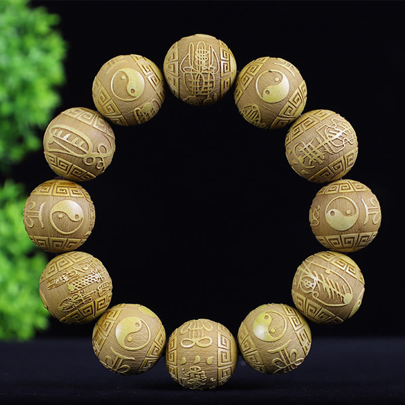 Bracelet zodiaque chinois en bois de rose | 12 perles du zodiaque Chaleur