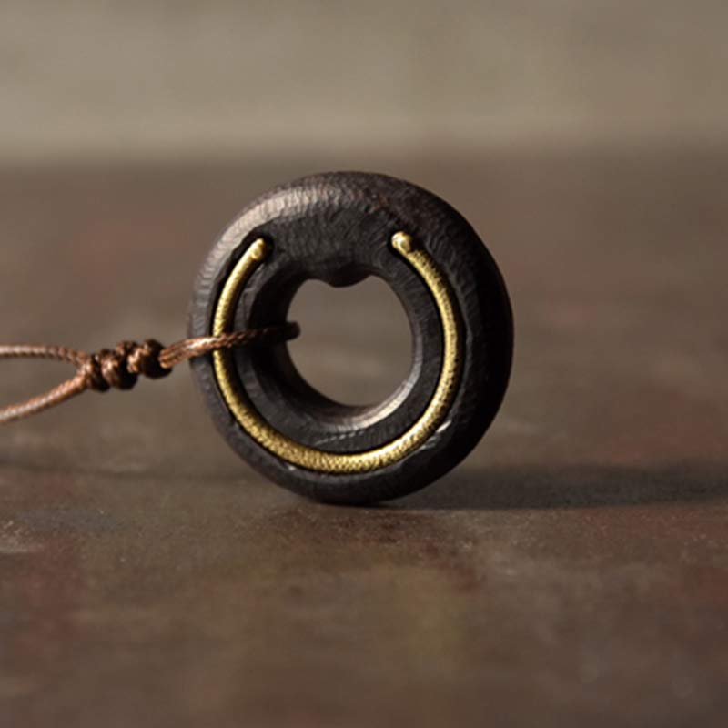Ebony Wood Zen Circle Necklace | Peace and Calm Pendant