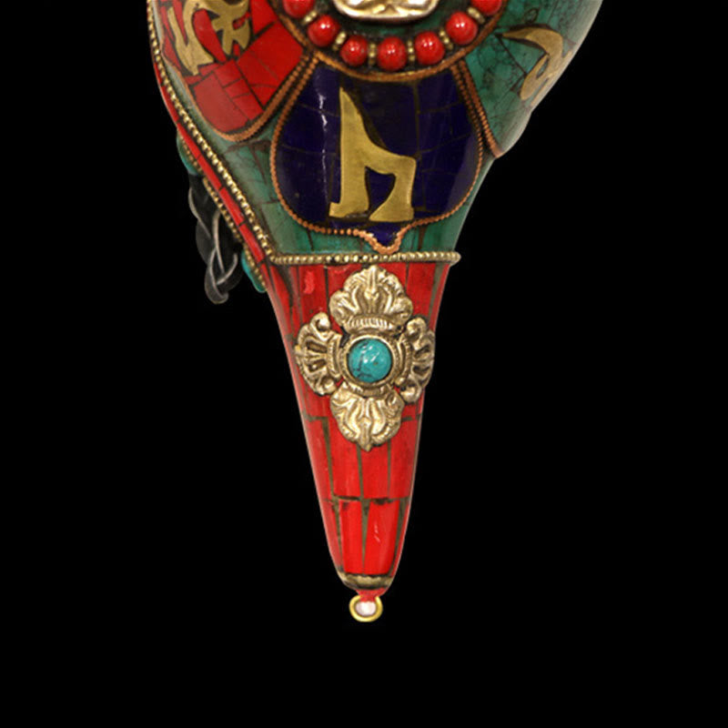 Coquillage tibétain Shankha fait main 23 cm | Décoration Zen