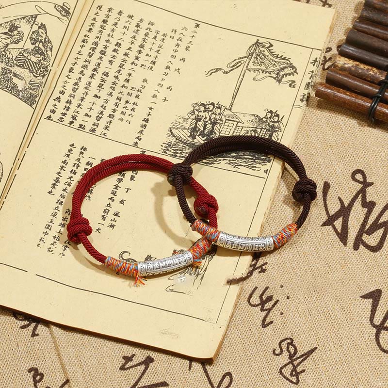 Unisex Om Mani Padme Hum Sterling Silver Protection Bracelet