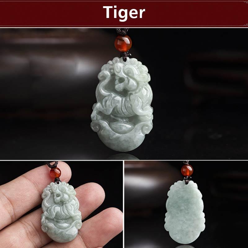 Unisex Jade Chinese Zodiac Success Pendant Necklace