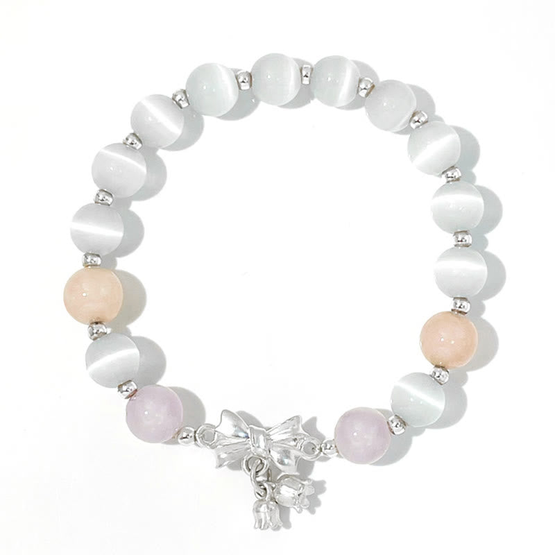 Bracelet en améthyste œil de chat et lavande 8 mm