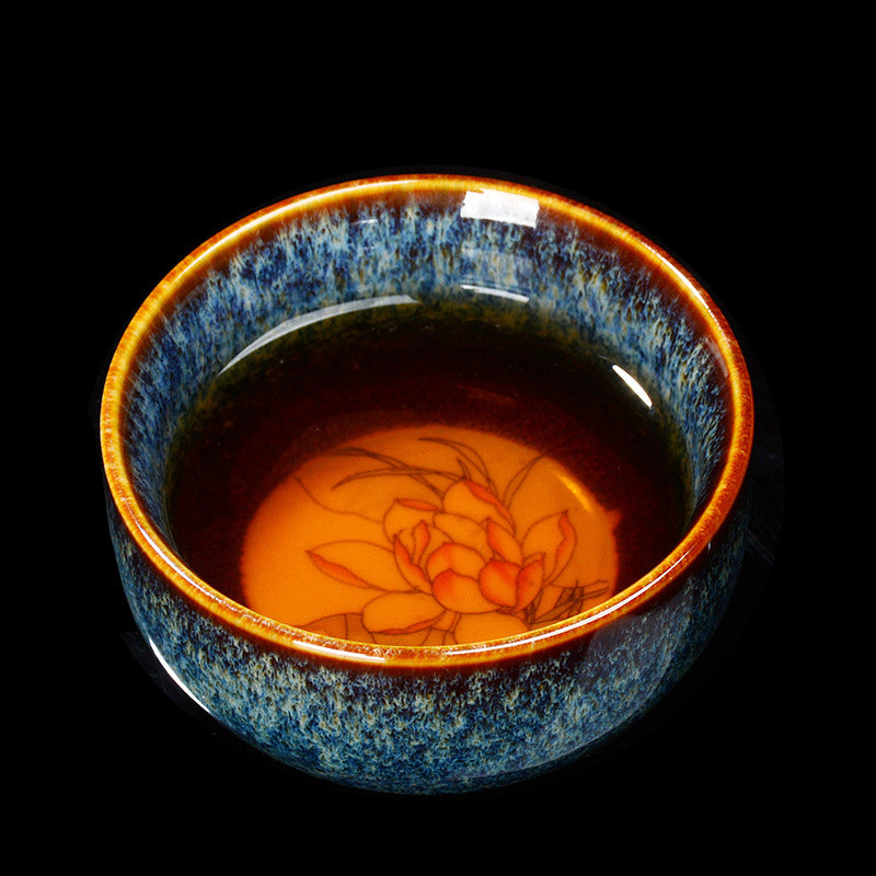 Tasse à thé Jian Zhan Dragon Lotus en céramique 8 cm | Décoration zen