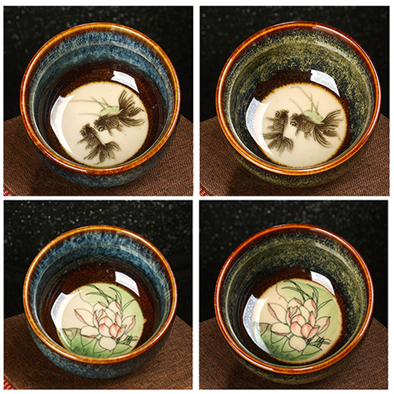 Tasse à thé Jian Zhan Dragon Lotus en céramique 8 cm | Décoration zen