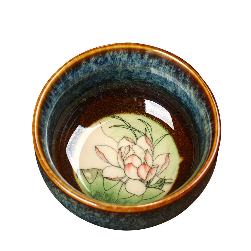 Tasse à thé Jian Zhan Dragon Lotus en céramique 8 cm | Décoration zen