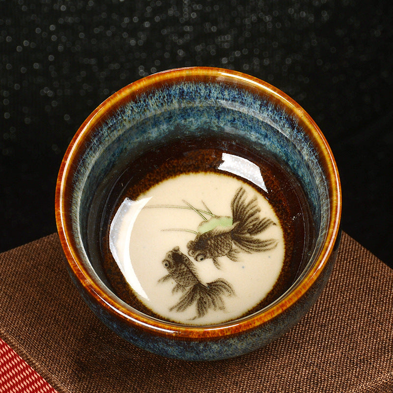 Tasse à thé Jian Zhan Dragon Lotus en céramique 8 cm | Décoration zen