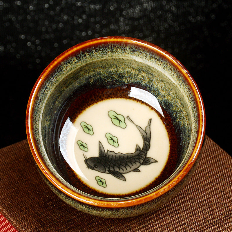 Tasse à thé Jian Zhan Dragon Lotus en céramique 8 cm | Décoration zen