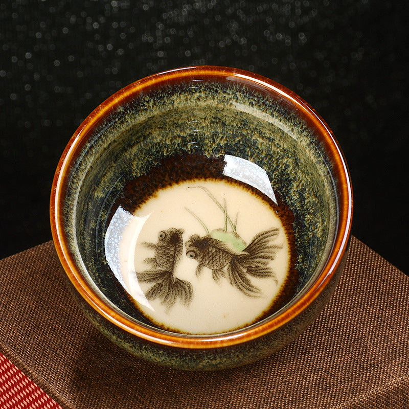 Tasse à thé Jian Zhan Dragon Lotus en céramique 8 cm | Décoration zen