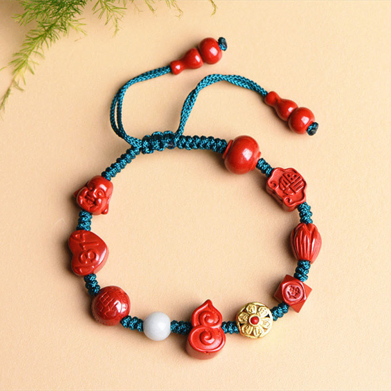Bracelet en fil de cinabre naturel avec bénédiction Om Mani Padme Hum