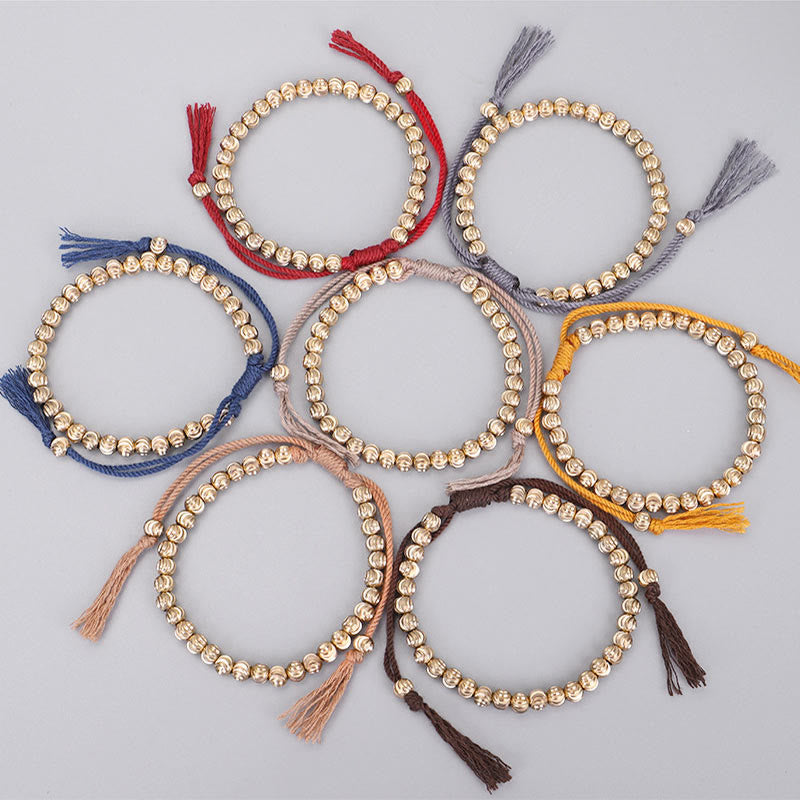 Bracelet spirituel tibétain en perles de cuivre pour la chance et l'équilibre