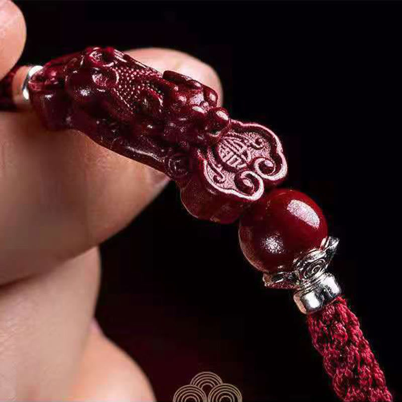 Cinnabar Pixiu Braided Wealth & Luck Bracelet | Handcrafted